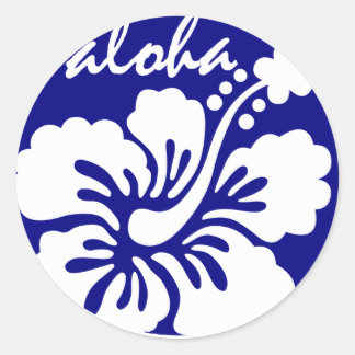 blue Hawaii flower Classic Round Sticker