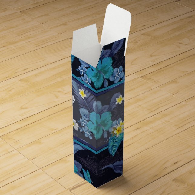 Blue Hawaii Flower Garden  Wine Box (Opened)