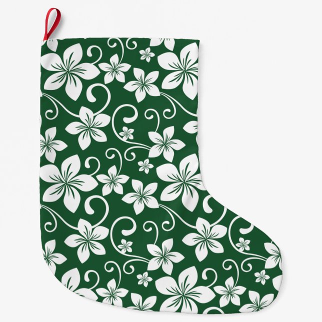 BLUE HAWAII (FOREST GREEN) LARGE CHRISTMAS STOCKING (Front)