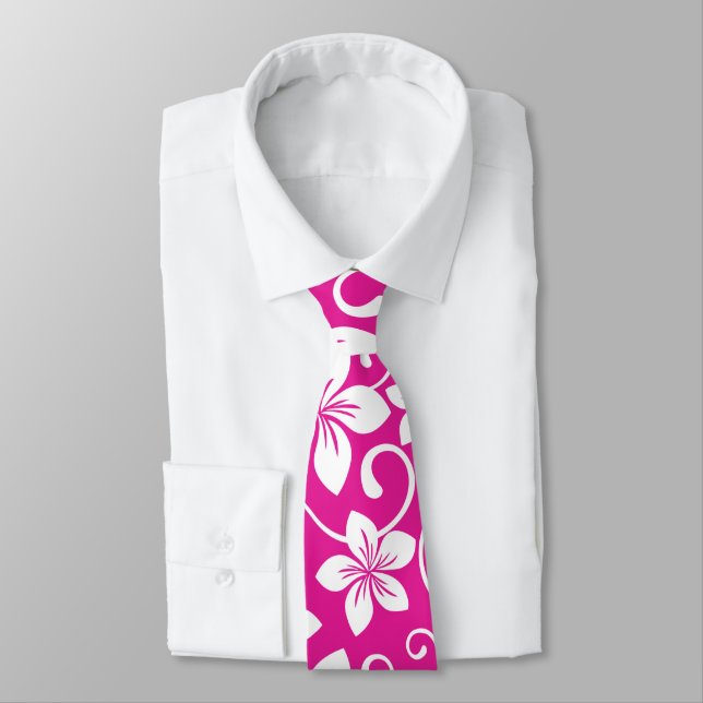 BLUE HAWAII (HOT PINK) NECK TIE (Tied)