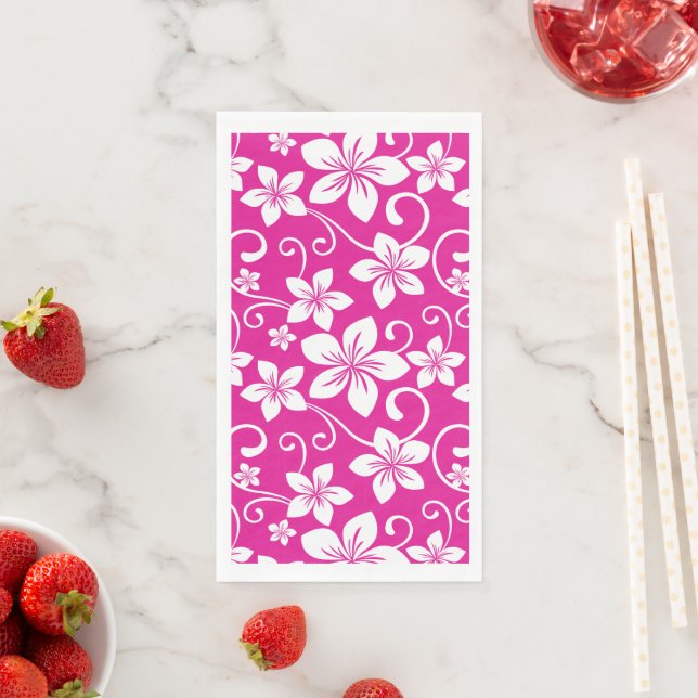 BLUE HAWAII (HOT PINK) PAPER GUEST TOWELS (Insitu)