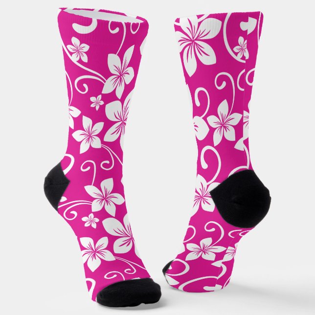 BLUE HAWAII (HOT PINK) SOCKS (Angled)