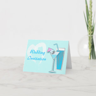 Blue Hawaii Martini Beach Wedding Invitation