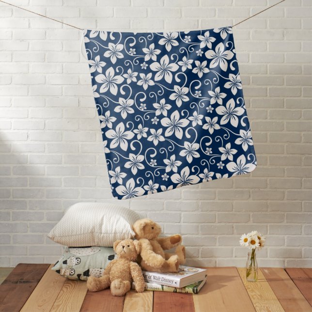 BLUE HAWAII (NAVY BLUE) BABY BLANKET (In Situ)