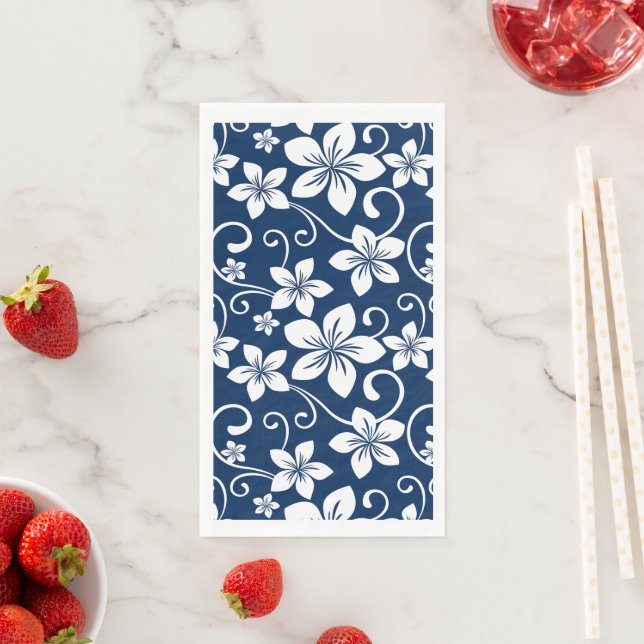BLUE HAWAII (NAVY BLUE) PAPER GUEST TOWELS (Insitu)