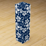 BLUE HAWAII (NAVY BLUE) WINE BOX<br><div class="desc">Blue Hawaii Pattern in Navy Blue. Copyright by Kelly Hironaka, No. 3 Design</div>