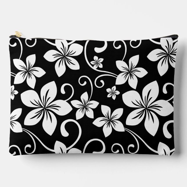 BLUE HAWAII PATTERN IN BLACK ACCESSORY POUCH (Front)