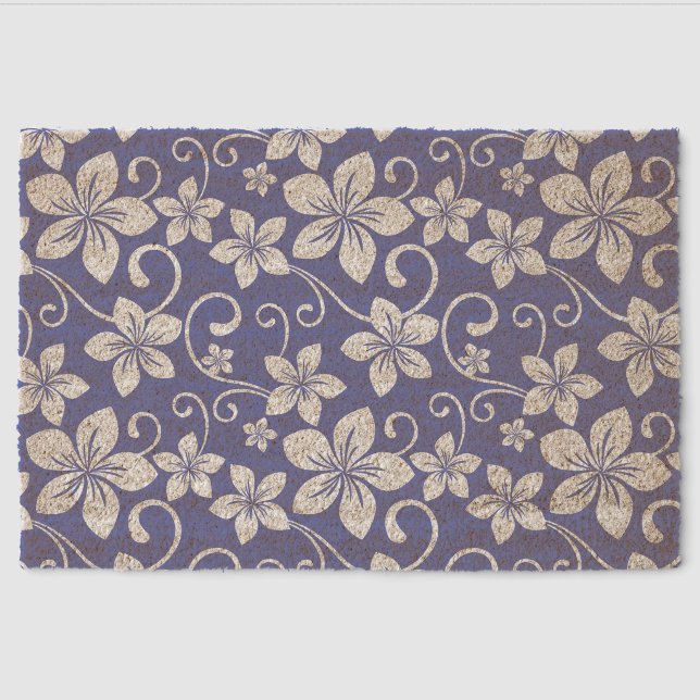 BLUE HAWAII PATTERN IN PERIWINKLE FIBER DOORMAT (Front)