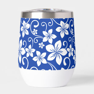 BLUE HAWAII PATTERN IN ROYAL BLUE THERMAL WINE TUMBLER