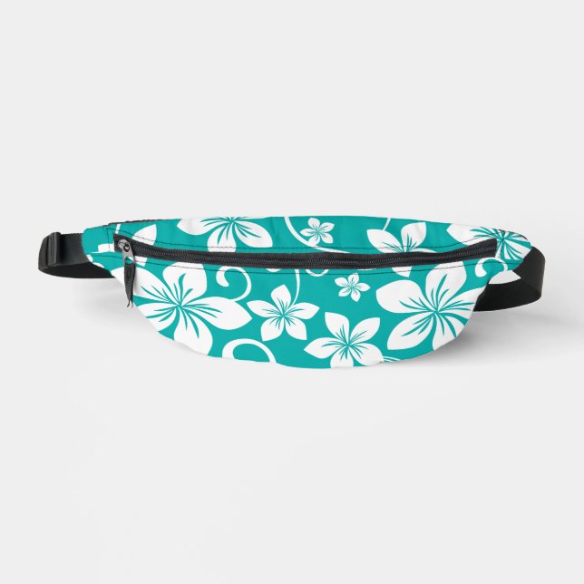 BLUE HAWAII PATTERN IN TEAL FANNY PACK (Front)