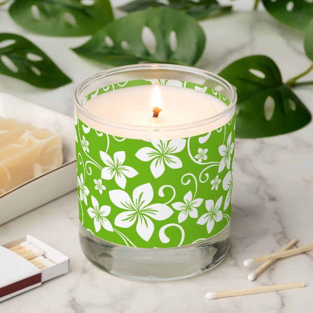 BLUE HAWAII PATTERN (LIME) SCENTED CANDLE (Lit)
