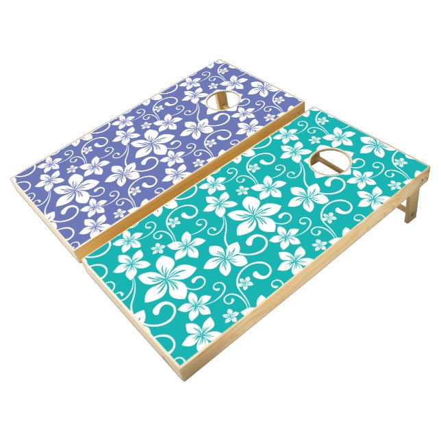 BLUE HAWAII (PERIWINKLE/TEAL) CORNHOLE SET (Angled)