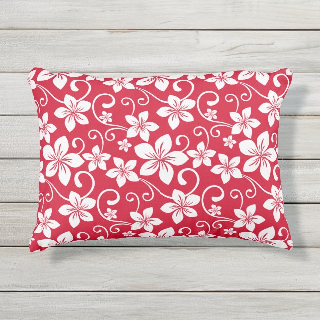 BLUE HAWAII (RED) OUTDOOR PILLOW (Front)