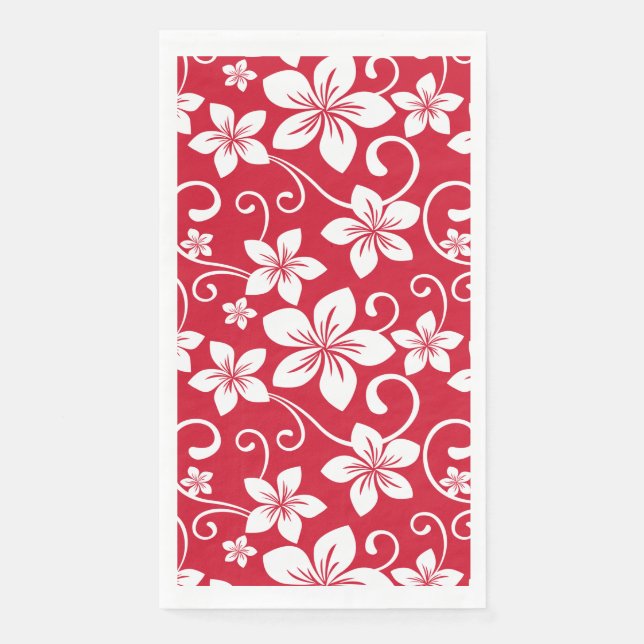 BLUE HAWAII (RED) PAPER GUEST TOWELS (Front)