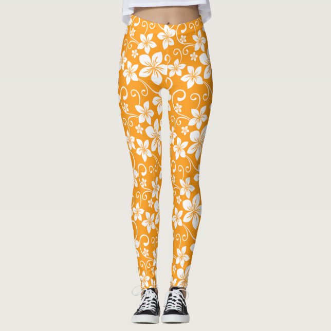 BLUE HAWAII (TANGERINE) LEGGINGS (Front)
