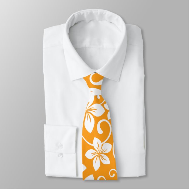 BLUE HAWAII (TANGERINE) NECK TIE (Tied)