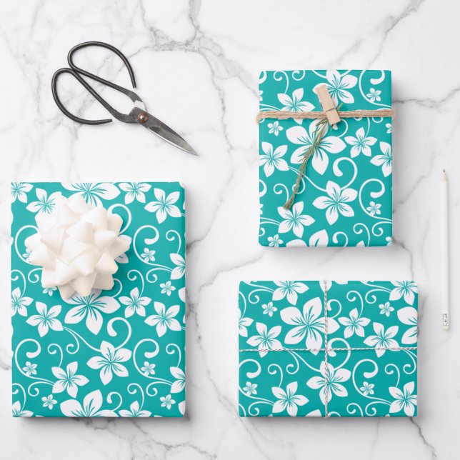 BLUE HAWAII (TEAL) WRAPPING PAPER SHEETS (Front)