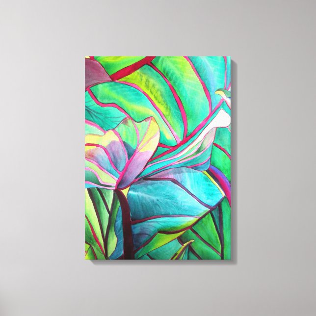Blue Hawaii Tropical leaf foliage art Canvas Print (Front)