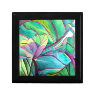 Blue Hawaii Tropical leaf foliage art Gift Box