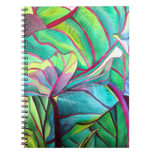 Blue Hawaii Tropical leaf foliage art Notebook (Front)