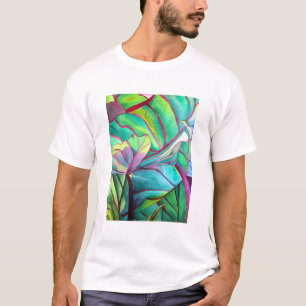 Blue Hawaii Tropical leaf foliage art T-Shirt