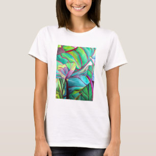 Blue Hawaii Tropical leaf foliage art T-Shirt
