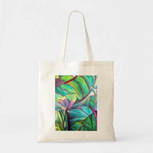 Blue Hawaii Tropical leaf foliage art Tote Bag