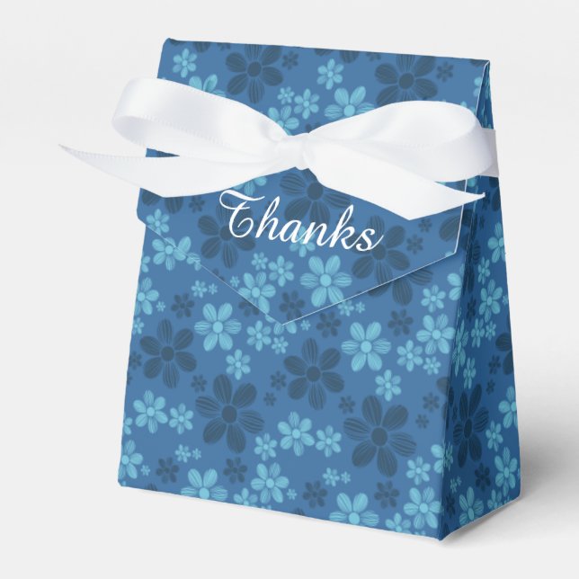 Blue Hawaiian Flowers Tent Favor Box (Front Side)