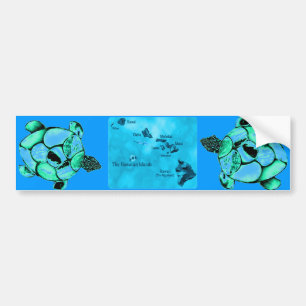 Blue Hawaiian Honu Turtle bumper sticker