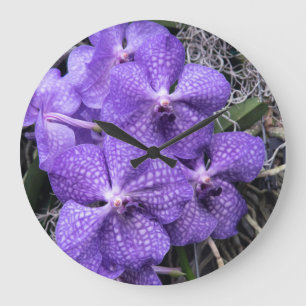 Blue Hawaiian Orchids Large Clock
