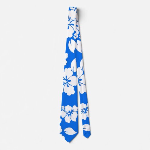 Blue Hawaiian Pattern Neck Tie