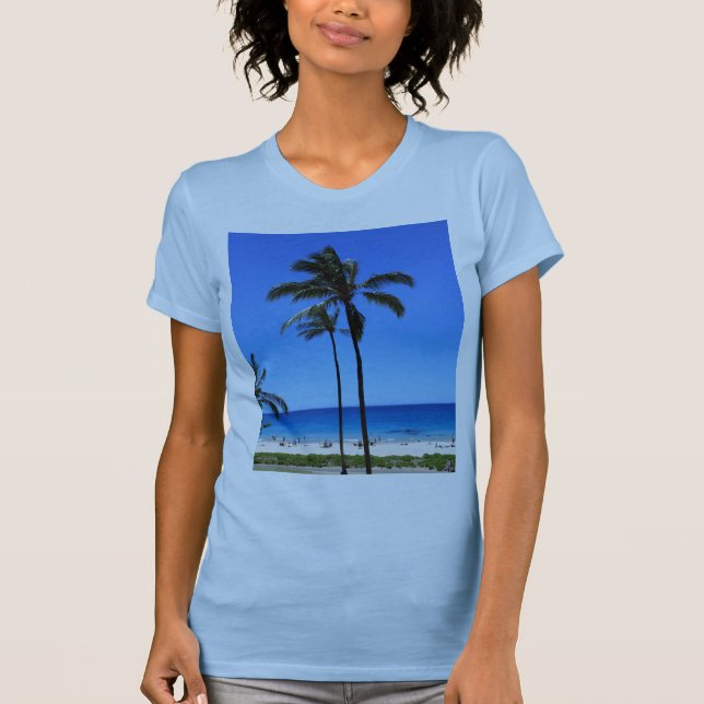 Blue Hawaiian Skies and Palm Tree T-Shirt (Front)