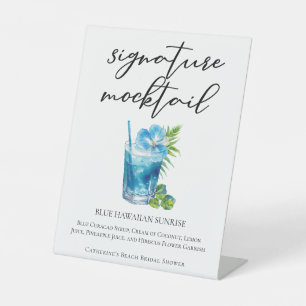 Blue Hawaiian Sunrise Beach Signature Mocktail Pedestal Sign
