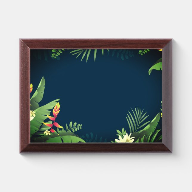 Blue Hawaiian Tropical Flowers Award Plaque (Horizontal)