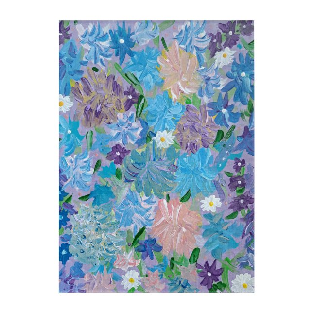 Blue Haze Floral Acrylic Wall Art (Front)