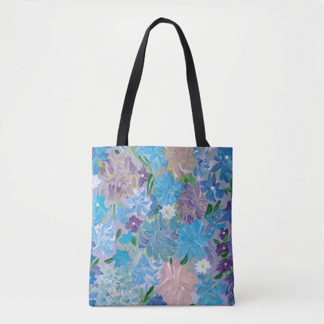 Blue Haze Floral Tote Bag (Front)