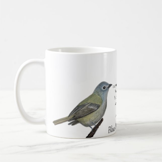 Blue-headed Vireo Poetry White Coffee Mug (Left)