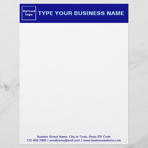 Blue Header and Texts on Footer of Business Letterhead