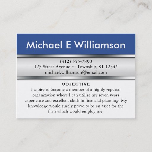 Customizable Blue Header RESUME Business Cards