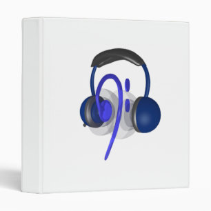 Blue Headset Playing Some Classical Bass 3 Ring Binder