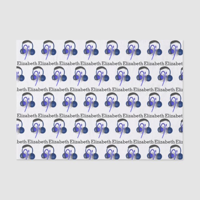 Blue Headset Playing Some Classical Bass Tissue Paper (Front)