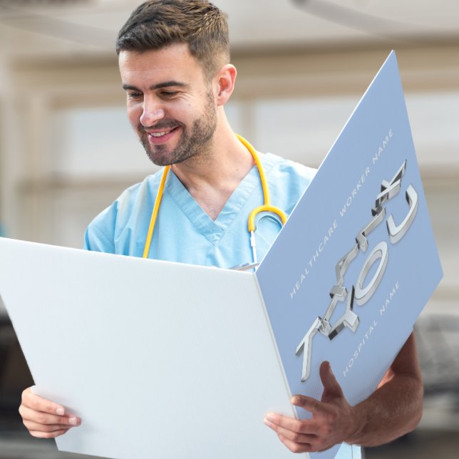 Blue Healthcare Worker Hospital Thank You Card (Just add your details and thank yous)