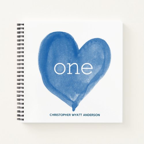 Blue Heart 1st Birthday Guestbook Alternative Notebook