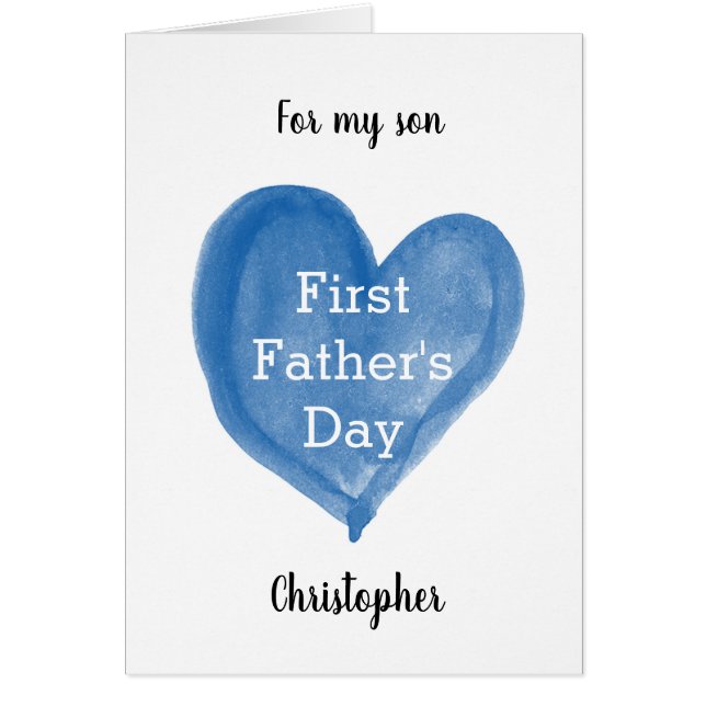 Blue Heart 1st Father's Day Son Cards (Front)