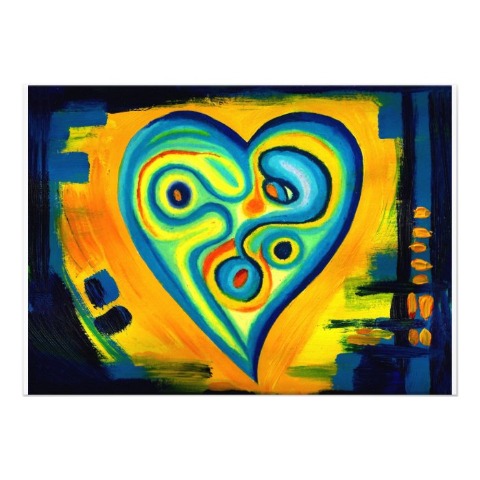 Blue Heart Abstract Art Invitation