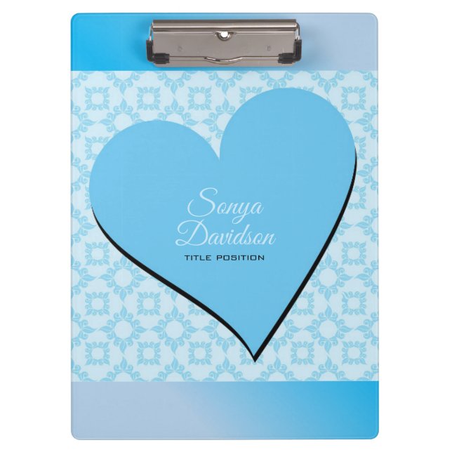 Blue Heart And Black Shadow Clipboard (Front)