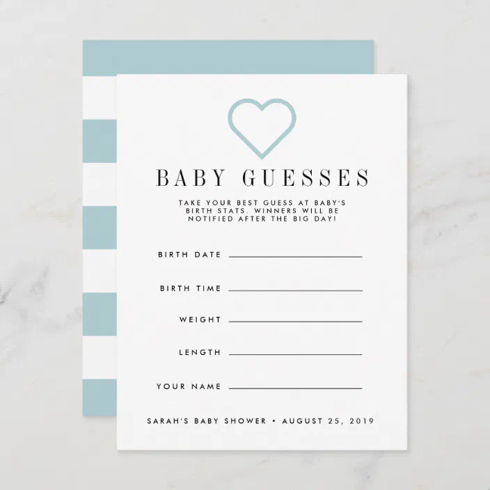 Blue Heart Baby Shower Guessing | Zazzle.com