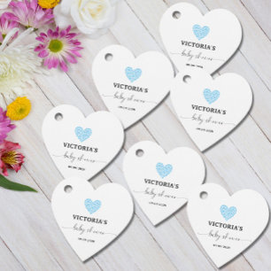 Blue Heart Baby Shower Party Heart Favor Tags