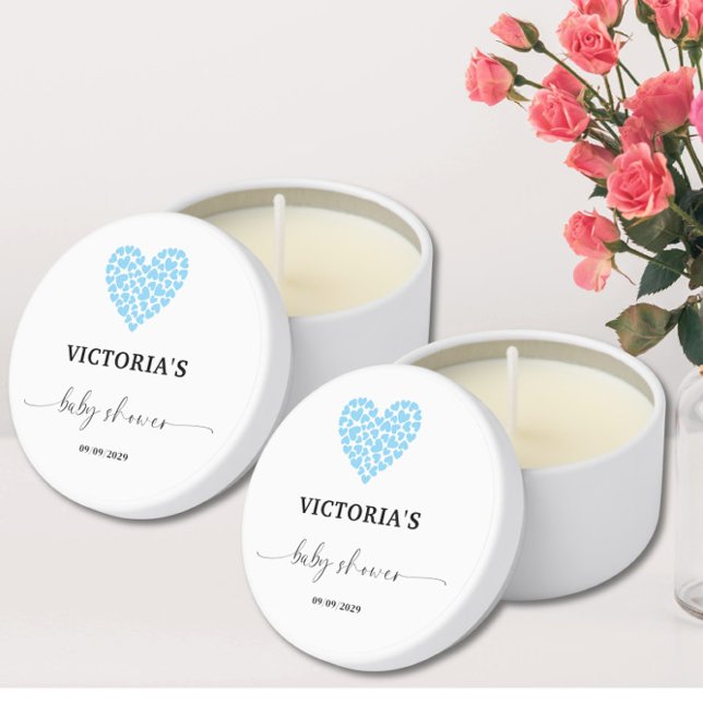 Blue Heart Baby Shower Party  Mini Candle Favors (Creator Uploaded)