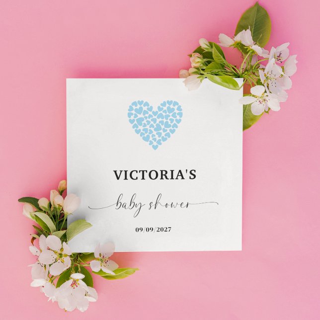Blue Heart Baby Shower Party  Napkins (Creator Uploaded)